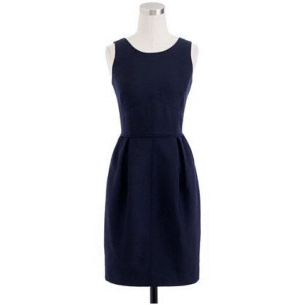 J. Crew Wool Silk Allie Dress 13281 Navy Blue 4  pockets